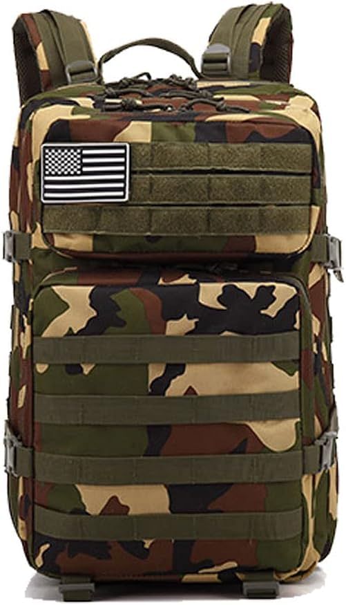 45L Tactical Backpack Large Tactical Army Assault Bag Molle Bag Military Bag 3 Day Travel Backpack Backpacking Hiking Packs Camping(Black/Khaki/Camouflage)