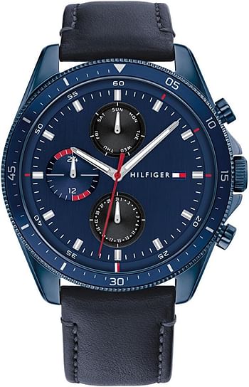 Tommy Hilfiger Paige Dial Leather Watch 44 mm - Blue