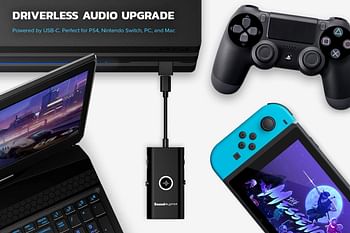 محول رقمي إلى تناظري ومضخم صوت خارجي للألعاب من Creative Sound Blaster G3 USB-C لـ PS4 وNintendo Switch، مع مزيج GameVoice (موازنة الصوت للعبة/الدردشة)، والتحكم في الميكروفون/المستوى، والتحكم في التطبيق المحمول، والتوصيل والتشغيل