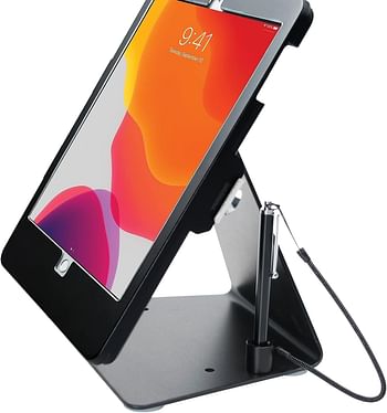 CTA Digital Desktop Anti-Theft Stand â€“ CTA Kiosk Stand with Stylus Tether and Aluminum Enclosure for iPad 7th/ 8th/ 9th Gen 10.2 â€ iPad Air 3, & iPad Pro 10.7â€ and More (PAD-DASB) - Black