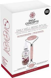 Daily Concepts Daily Gift Set Quartz Facial Roller With Rose Oil to Improve Penetration and Drain Lymphatic Systems Increase Circulation and Reduce Puffiness 227g