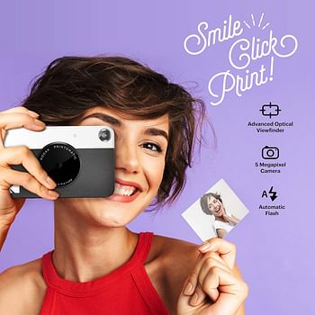 Zink KODAK Printomatic Digital Instant Print Camera - Full Color Prints On 2x3" Sticky-Backed Photo Paper Print Memories Instantly - Black