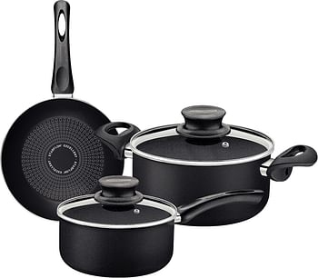 Tramontina Paris+ 5 Pieces Black Aluminum Cookware Set with Interior and Exterior Starflon Excellent PFOA Free Nonstick Coating