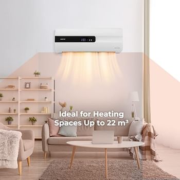 Geepas GWH28515 PTC Ceramic Wall Heater Auto Oscillating, Adjustable Thermostat 1000-2000W & Overheat Protection 8 Hours Timer Lightweight Heater with Cooling - White