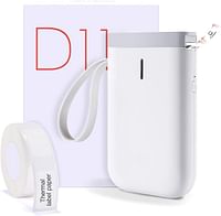 Smart Label Maker Machine D11 with Tape, Wireless Bluetooth Portable Mini Cute Sticker Handheld Label Printer, Compatible iOS&Android, for Home&Office (White)