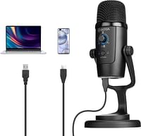 BOYA BY-PM500 USB Condenser Microphone with Table Stand for Streaming, Podcast, YouTube Windows Mac PC and Smartphone USB-C