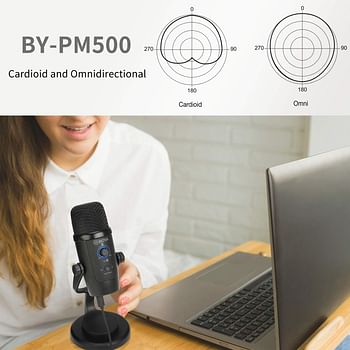 BOYA BY-PM500 USB Condenser Microphone with Table Stand for Streaming, Podcast, YouTube Windows Mac PC and Smartphone USB-C