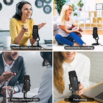 BOYA BY-PM500 USB Condenser Microphone with Table Stand for Streaming, Podcast, YouTube Windows Mac PC and Smartphone USB-C