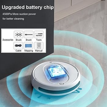 Update Robot Vacuum Cleaner 4500Pa High Suction Automatic Robotic Vacuum Cleaner 80min Runtime Tangle-Free Quiet 6.5CM Thin Large Dustbin Ideal for Pet Hair Hard Floor