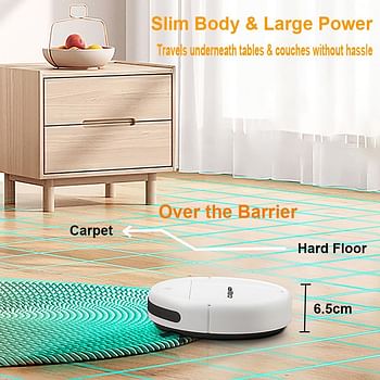 Update Robot Vacuum Cleaner 4500Pa High Suction Automatic Robotic Vacuum Cleaner 80min Runtime Tangle-Free Quiet 6.5CM Thin Large Dustbin Ideal for Pet Hair Hard Floor