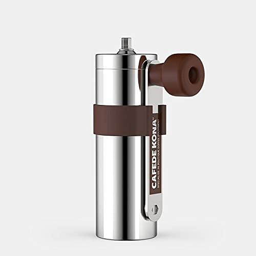 CAFEDE KONA Wood Hand Manual Coffee Grinder Wooden Coffee Mill With Ceramic Burr, Large Capacity Dark Wood, Cast Iron Manual Crank, Portable Adjustable