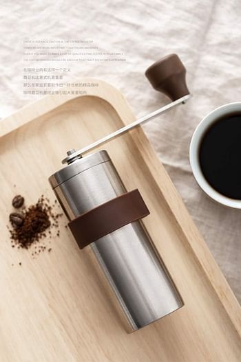 CAFEDE KONA Wood Hand Manual Coffee Grinder Wooden Coffee Mill With Ceramic Burr, Large Capacity Dark Wood, Cast Iron Manual Crank, Portable Adjustable