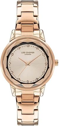 Lee Cooper Women's Quartz Movement Watch, Analog Display and Metal Strap LC07501.410 - Rose Gold