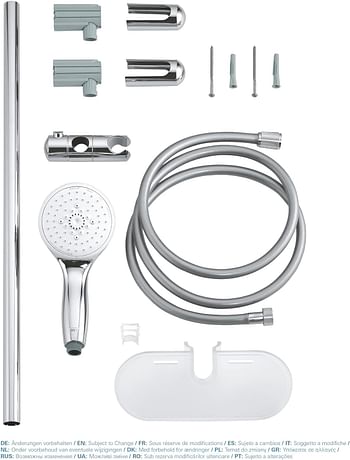 Grohe Shower And Bathroom Fixtures, Shower Rail Set With 4 Sprays Hand Shower - Tempesta 100 Collection, International Variation, 28436002