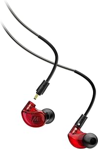 MEE audio M6 Pro In Ear Monitor Headphones For Musicians, 2Nd Generation Model With Upgraded Sound, Memory Wire Earhooks & Replaceable Cables, Noise Isolating Professional Earbuds, 2 Cords Included - Red