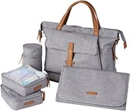 BabaBing! Erin Tote Diaper Bag Backpack,Multifunction Travel Backpack Maternity Baby Changing Bags,Waterproof & Stylish - Grey