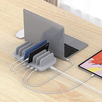 SOOPII 70W 7 Port Charging Station for Multiple Devices Charger Station with One 30W PD Port for Laptops 7 Mixed Charging Cables Included and 6 USB Ports for Smart Phones Tablets