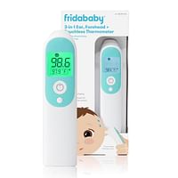 Frida Baby Infrared Thermometer 3 In 1 Ear, Forehead + Touchless For Babies, Toddlers, Adults, And Bottle Temperatures, White, 068, 5 Piece Set