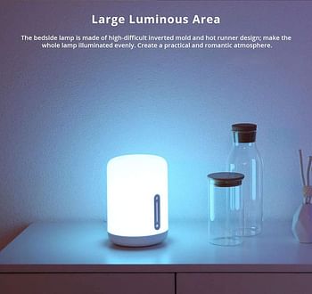 Xiaomi Mijia Smart Bedside Lamp 2 Voice Control Touch Dimmable Home Table Night Light for HomeKit Siri Voice Control Work With Google Assistant Alexa, White, 1, MJCTD02YL