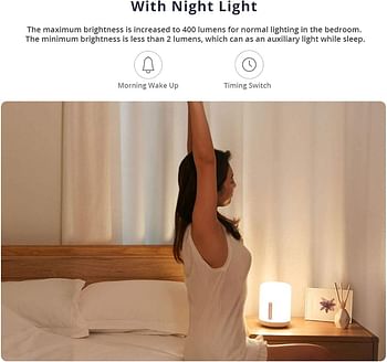 Xiaomi Mijia Smart Bedside Lamp 2 Voice Control Touch Dimmable Home Table Night Light for HomeKit Siri Voice Control Work With Google Assistant Alexa, White, 1, MJCTD02YL