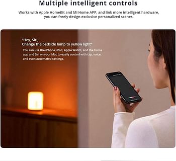 Xiaomi Mijia Smart Bedside Lamp 2 Voice Control Touch Dimmable Home Table Night Light for HomeKit Siri Voice Control Work With Google Assistant Alexa, White, 1, MJCTD02YL