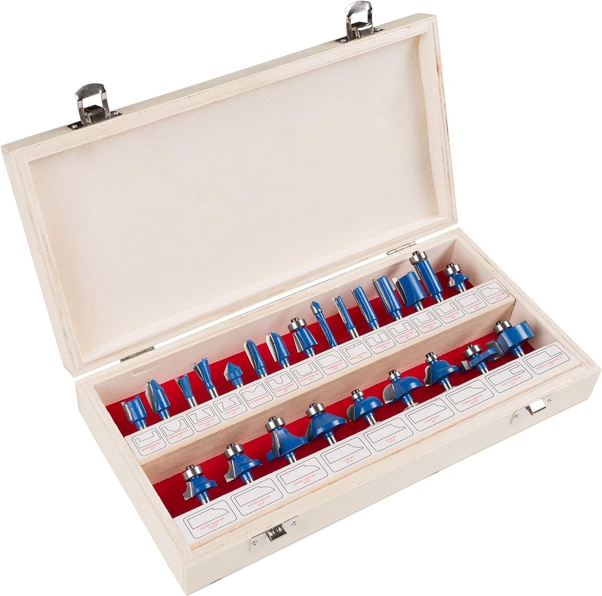 24-Piece Router Bit Set - Wood Routers Kit with 0.25-Inch Shank and Wooden Storage Case - Woodworking Tools for Home Improvements and DIY by Stalwart