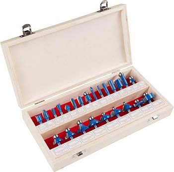 24-Piece Router Bit Set - Wood Routers Kit with 0.25-Inch Shank and Wooden Storage Case - Woodworking Tools for Home Improvements and DIY by Stalwart