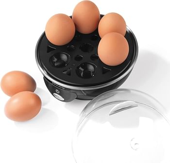 Progress EK2783P Electric Egg Cooker for Boiled & Poached Eggs, Ideal for Soft Medium or Hard Boiled Eggs, 430 W, Rack Holds Up to 6 Eggs, Includes Poaching Trays, Auto Shut Off Function