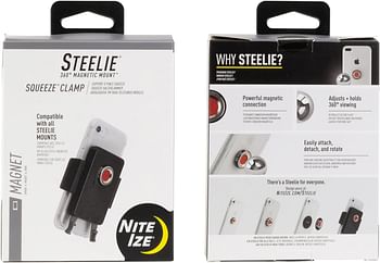 Nite Ize Steelie Squeeze Clamp - Magnetic Cell Phone Holder for Dashboards, Vents & Windshields - Versatile & Adjustable Phone Mount - Compatible with Apple MagSafe iPhones and Accessories