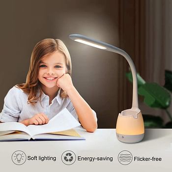 Desk Lamp, Draxon RGB Table Lamp With Desk Organizer Pen Holder, Touch Control, 3 Color Temperatures With 3 Brightness Level, USB Port For Bedroom Living Room & Desk Office