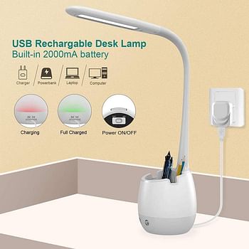 Desk Lamp, Draxon RGB Table Lamp With Desk Organizer Pen Holder, Touch Control, 3 Color Temperatures With 3 Brightness Level, USB Port For Bedroom Living Room & Desk Office