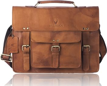 Wildhorn Genuine Urban Vintage Leather 15 Inch Laptop Messenger Bag For Men Everyday Multipurpose Traveller Office Bag Mb288A