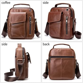 Ai-le 2021 Shoulder Bag Man Genuine Leather Men's Messenger Bag Over The Shoulder Small Designer Top-handle Bags for Men Handbags (Color : 7512-coffee)