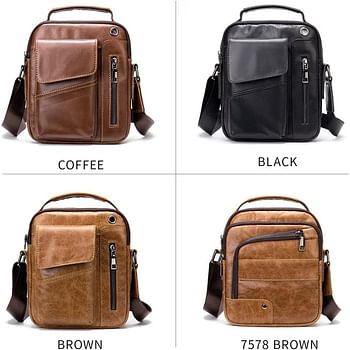 Ai-le 2021 Shoulder Bag Man Genuine Leather Men's Messenger Bag Over The Shoulder Small Designer Top-handle Bags for Men Handbags (Color : 7512-coffee)