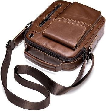 Ai-le 2021 Shoulder Bag Man Genuine Leather Men's Messenger Bag Over The Shoulder Small Designer Top-handle Bags for Men Handbags (Color : 7512-coffee)