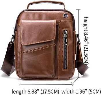 Ai-le 2021 Shoulder Bag Man Genuine Leather Men's Messenger Bag Over The Shoulder Small Designer Top-handle Bags for Men Handbags (Color : 7512-coffee)