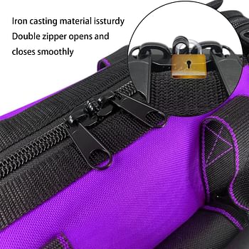 yongzhenlite Garden Tools Bag 15inch Wide Mouth Tool Bag with Molded Base Tool Tote for Men Heavy Duty,600D polyester fabric (Purple color)