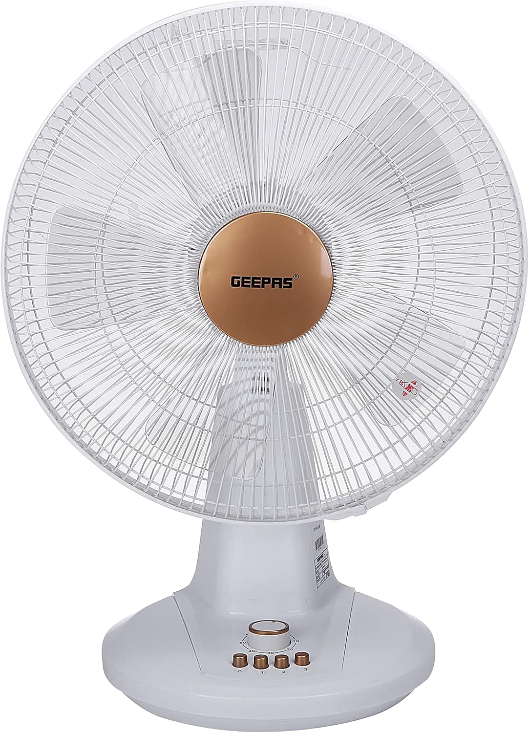 Geepas 16-inch table fan | 3 speed settings with oscillating rotating and static feature electric portable desktop cooling fan for desk home or office use - White