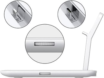 شاحن لاسلكي HOAVY 6 في 1 مع شاحن Magsafe متوافق مع أجهزة Apple وAirpods وi-watch والهواتف ذات منفذ C وشاحن سريع وكابل USB C PD متضمن - أبيض