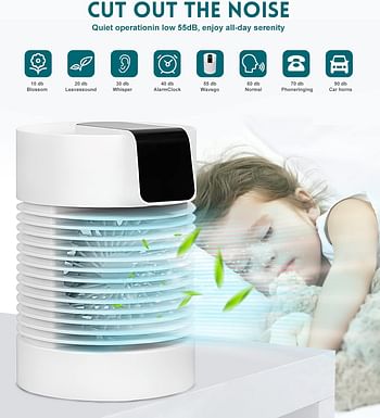 Portable Air Conditioners Fan Portable AC Humidifier Evaporative Mini Small with 3-Speed 360° Rotation Personal Air Cooler For Bedroom Office Living Room - white