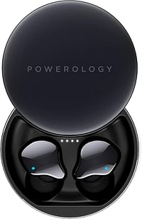 Earbuds True Wireless Buds Gray - Powerology True Wireless Earbuds Comfort Wear Quality Sound Touch Control Headset Bluetooth 5.0 Fast Charging 13 Hours Playtime PTWSEGY - Black