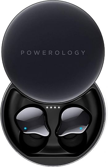 Earbuds True Wireless Buds Gray - Powerology True Wireless Earbuds Comfort Wear Quality Sound Touch Control Headset Bluetooth 5.0 Fast Charging 13 Hours Playtime PTWSEGY - Black