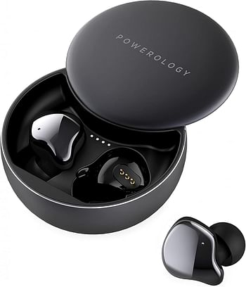 Earbuds True Wireless Buds Gray - Powerology True Wireless Earbuds Comfort Wear Quality Sound Touch Control Headset Bluetooth 5.0 Fast Charging 13 Hours Playtime PTWSEGY - Black