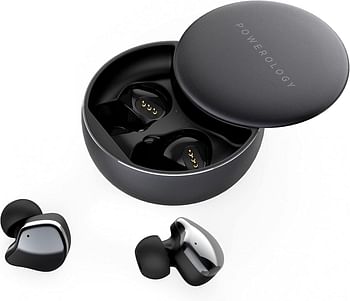 Earbuds True Wireless Buds Gray - Powerology True Wireless Earbuds Comfort Wear Quality Sound Touch Control Headset Bluetooth 5.0 Fast Charging 13 Hours Playtime PTWSEGY - Black