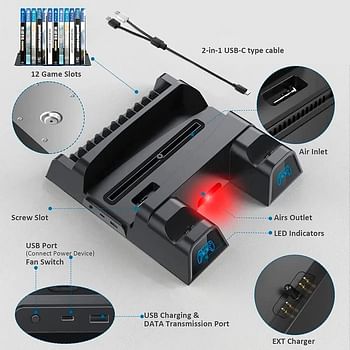 Cooling stand with Controller charger for PS5