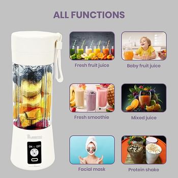 HOMEPRO Better Value for Better Living Portable Juicer Blender Shakes & Smoothies Fresh Juice Blender with 380ml Capacity Six Blades Great Mixing Lightweight & Convenient - White