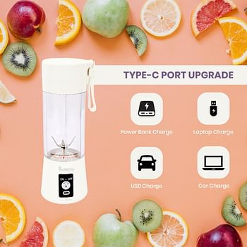 HOMEPRO Better Value for Better Living Portable Juicer Blender Shakes & Smoothies Fresh Juice Blender with 380ml Capacity Six Blades Great Mixing Lightweight & Convenient - White