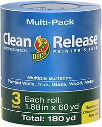 Duck Clean Release Blue Painter's Tape 2-Inch (1.88-Inch x 60-Yard) 3 Rolls 180 Total Yards 240461