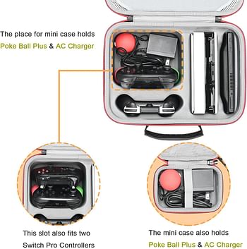 Carrying Case for Nintendo Switch (OLED Model) /Nintendo Switch Extended Battery Life (Neon Blue/Neon Red) -by RLSOCO(Case Only)