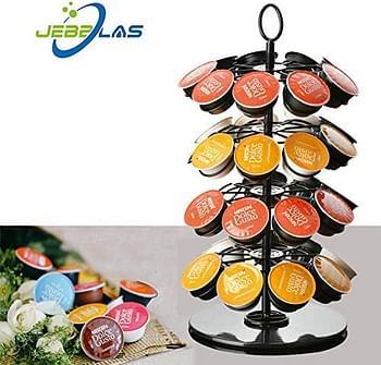 JEBBLAS K Cups Holder, Metal Coffee Pods Carousel, Holds 36 K Cup, Space Saver, 360 Degrees Spins Smooth